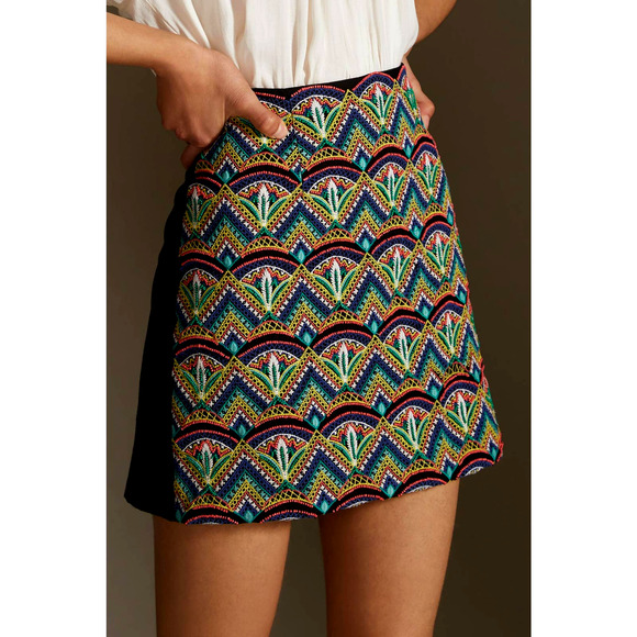 NWT Anthropologie Ollari Deco Beaded Mini Skirt - Large